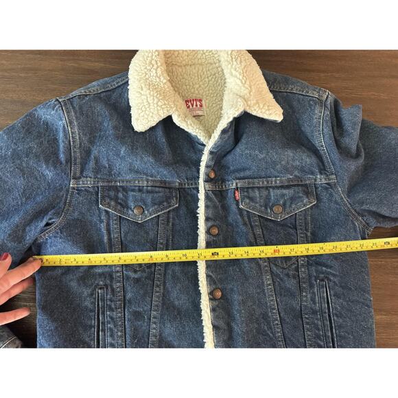 Vintage Levi's Denim Jacket Mens 42R Large Sherpa Lined Trucker Made USA 80s - Picture 13 of 14